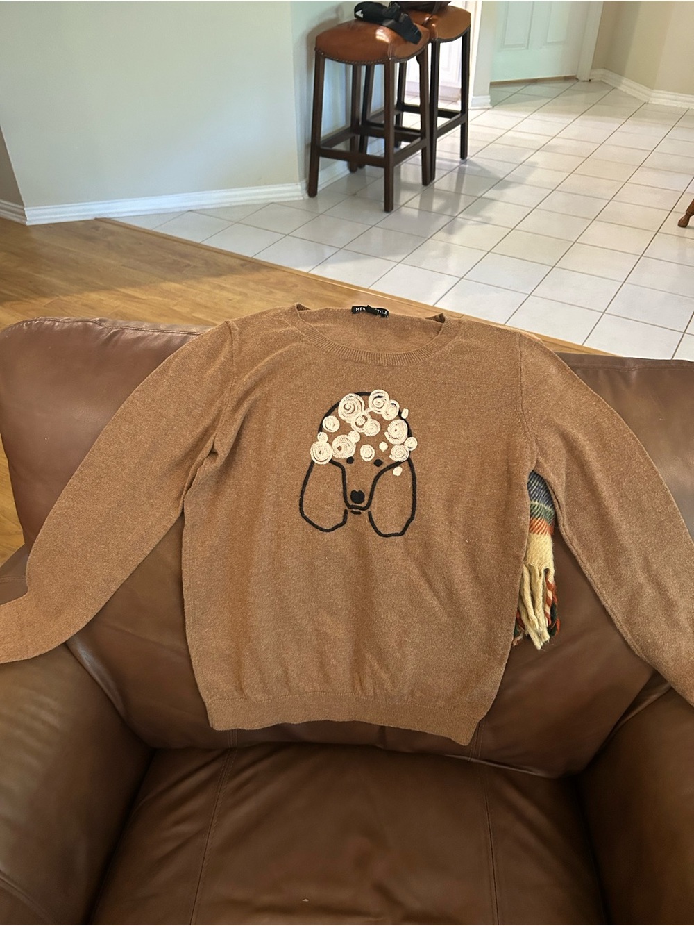 J. Crew Mercantile Crewneck Sweater with embroidered Poodle Motif
